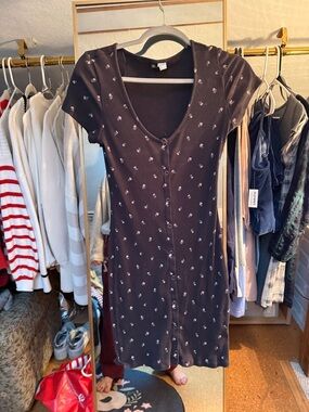 Cotton Button up ribbed dress